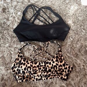 Victoria's Secret Medium Black & Leopard Straps Sport Bralette Set